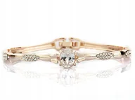 Bransoletki - Złota Bransoletka Bangle Z Białymi Cyrkoniami - miniaturka - grafika 1