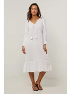 Sukienki - Le Monde du Lin Lniana sukienka w kolorze białym - miniaturka - grafika 1