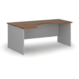 Biurko narożne PRIMO GRAY, 1800 x 1200 mm, lewe, szary/orzech - Biurka - miniaturka - grafika 1