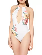 Stroje kąpielowe - Mapale Damski kostium kąpielowy z kwiatowym nadrukiem jednoczęściowy, biały, duży - miniaturka - grafika 1