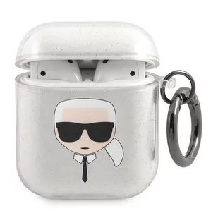 Apple Karl Lagerfeld Karl Lagerfeld Etui Karl Lagerfeld KLA2UKHGS AirPods cover srebrny/silver Glitter Karl`s Head KLD749SLV - Akcesoria do słuchawek - miniaturka - grafika 1