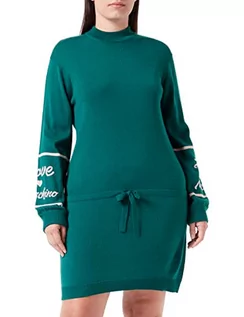 Sukienki - Love Moschino Damska sukienka turtleneck Blended Wool Dress, zielony, 38 - grafika 1