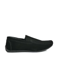 Mokasyny męskie - MĘSKIE MOKASYNY AŻUROWE WSUWANE BUTY UNISOFT 4873 CZARNE ZAMSZOWE - miniaturka - grafika 1