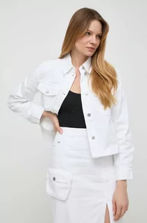 Kurtki damskie - Armani Exchange kurtka jeansowa damska kolor biały przejściowa - grafika 1