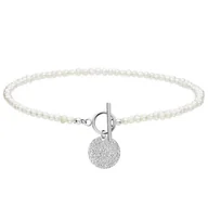 Naszyjniki - Perły choker z medalionem stal szlachetna - Manoki - miniaturka - grafika 1