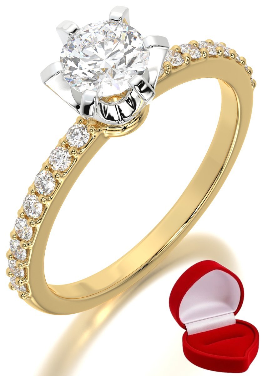 ZŁOTY PIERŚCIONEK ZARĘCZYNOWY 585 14k DIAMENT LAB BRYLANT 0,50 ct R16