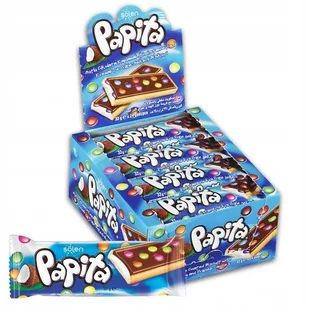 Herbatniki Papita z kremem mlecznym w polewie z czekolady mlecznej z drażami (24 sztuki x 33g) - Batoniki - miniaturka - grafika 1