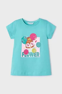 Koszulki dla dziewczynek - Mayoral t-shirt bawełniany dziecięcy kolor zielony - grafika 1