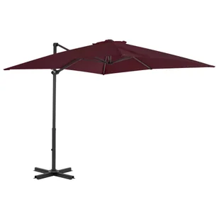 Parasol wiszący z aluminiowym słupkiem, 250x250 cm, bordowy - Parasole ogrodowe - miniaturka - grafika 1