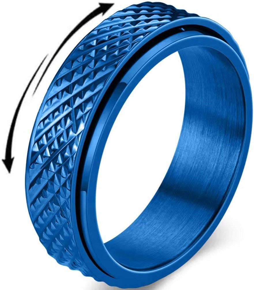 Pierścionek Niebieski Antystresowy Anxiety Ring Stali Chirurgicznej Stres