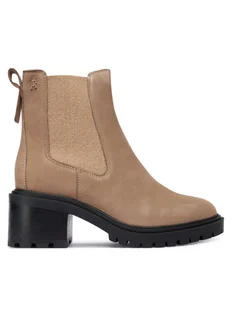 Tommy Hilfiger Botki Th Nubuck Chelsea Cleated Heel FW0FW09158 Beżowy - Botki damskie - miniaturka - grafika 1