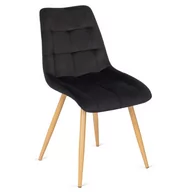 Krzesła - Czarne welurowe krzesło na stalowych nogach  - Abro - miniaturka - grafika 1