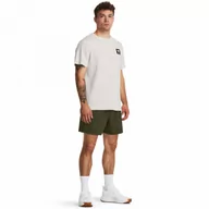 Spodnie sportowe męskie - Męskie spodenki treningowe Under Armour Project Rock 5" Woven Short - oliwkowe/khaki - UNDER ARMOUR - miniaturka - grafika 1