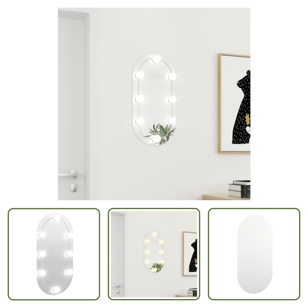 The Living Store Lustro z oświetleniem LED 60x30 cm szklane owalne