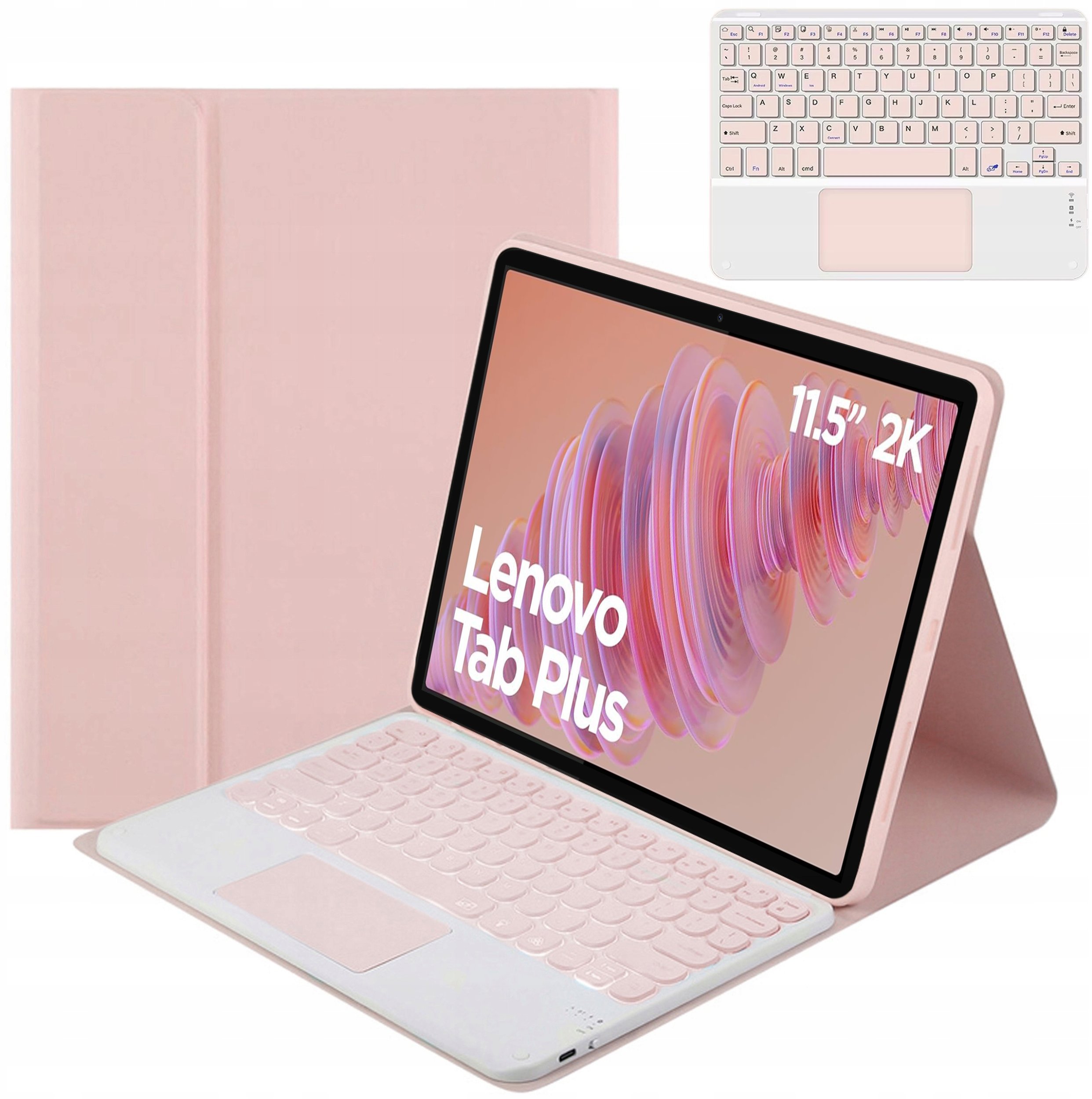 4kom.pl Etui z klawiaturą do Lenovo Tab Plus 11.5 - ochronne z podstawką, dostęp do portów i przycisków