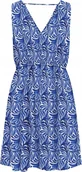 Sukienki - ONLY SUKIENKA LETNIA WZÓR DEKOLT SEREK MINI NIEBIESKA XS 6BA - miniaturka - grafika 1