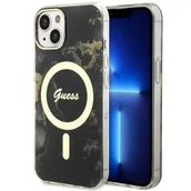 Etui i futerały do telefonów - Guess GUHMP14MHTMRSK do Apple iPhone 14 Plus 6.7" czarny/black hardcase Golden Marble MagSafe - miniaturka - grafika 1