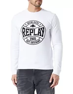 Bluzy męskie - Replay Bluza męska M6254, 001 biała, L - miniaturka - grafika 1