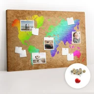 Tablice i flipcharty - Organizer na ścianę XXL, Tablica Korkowa 120x80 cm - Mapa świata + Pinezki - miniaturka - grafika 1