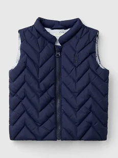 Benetton Kamizelka pikowana w kolorze granatowym - Bluzy i sweterki niemowlęce - miniaturka - grafika 1
