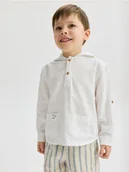 Bluzki dla niemowląt - Reserved - Bawełniana koszula z kapturem - biały - miniaturka - grafika 1