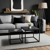 Ławy i stoliki kawowe - Zestaw Stolików Kawowych TEVET Czarny do Salonu Loft - miniaturka - grafika 1