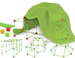 KLOCKI DO BUDOWANIA BAZY ZESTAW XXL FORTÓW DLA DZIECI NAMIOT 120 ELEMENTÓW - Klocki - miniaturka - grafika 1