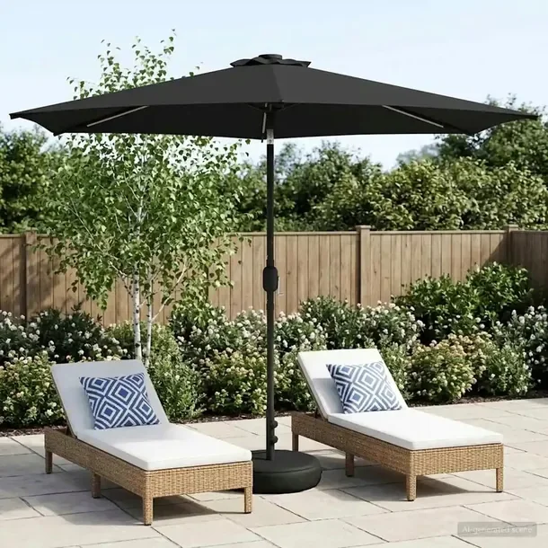 vidaXL Parasol ogrodowy z oświetleniem LED i podstawą 300 x 300 cm