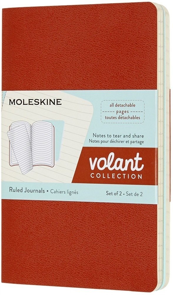Moleskine Zestaw 2 zeszytów MOLESKINE Volant, P, 9x14cm, w linie, 80 stron, coral orange/aquamarine