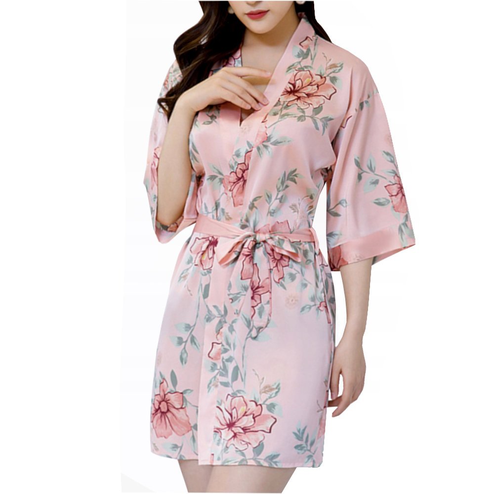 PIŻAMA DAMSKA SATYNOWY SZLAFROK KOSZULKA NOCNA MAJTKI SEKSOWNY KOMPLET 3w1