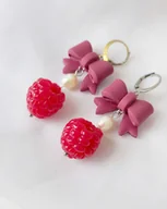 Kolczyki - Maliny z kokardami romantyczne kolczyki - miniaturka - grafika 1