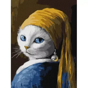 Ideyka Malowanie po numerach - Kotka z perłowym.. 30x40 - Malowanie po numerach - miniaturka - grafika 1