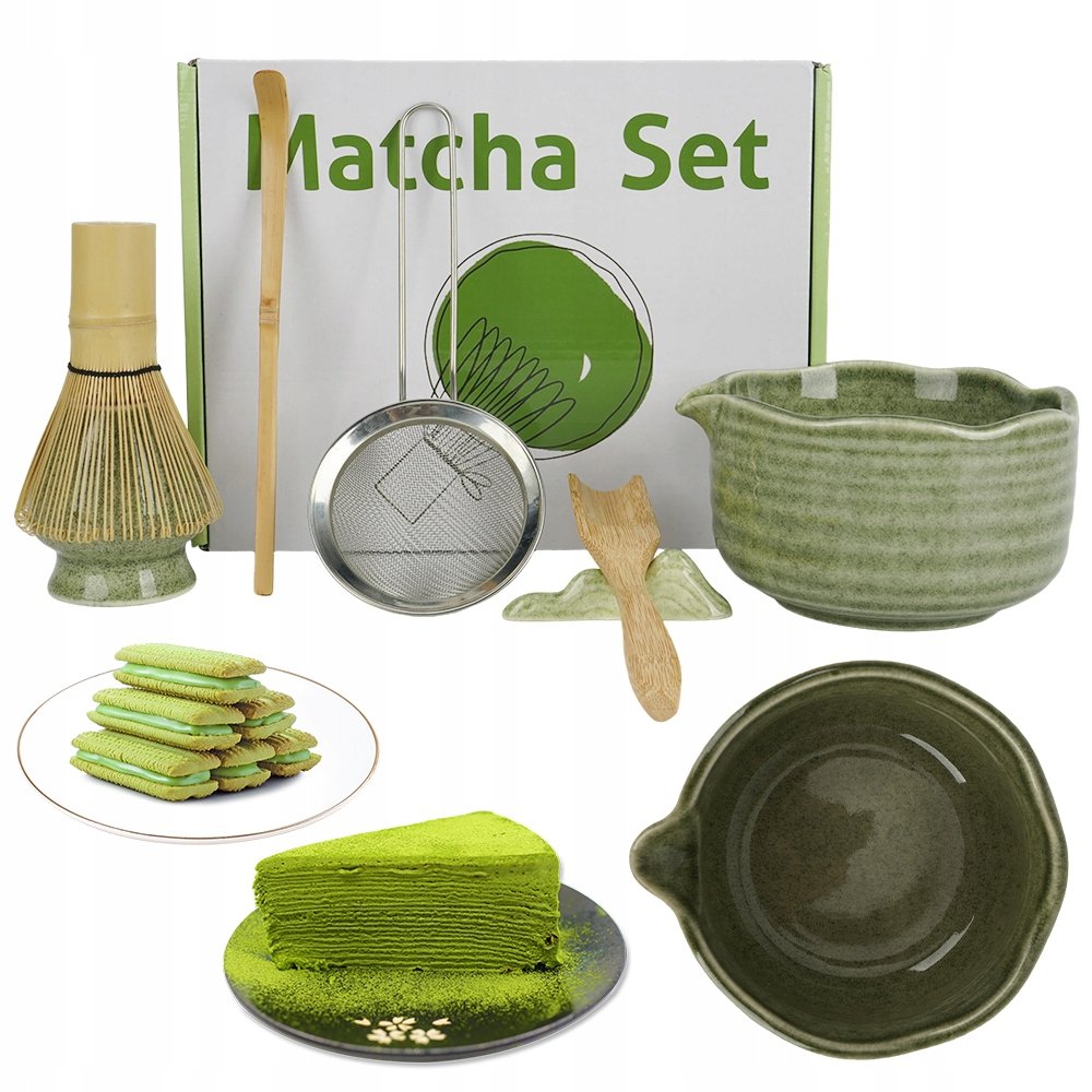 Ceramiczny Zestaw Do Matcha Z 2 Łyżkami Stojak Na Trzepaczkę Zielony