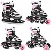 Rolki - Spokey Quattro 926654 4w1 Czarno-różowy (rozmiar 38-41) - miniaturka - grafika 1