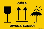 Systemy ekspozycyjne i znaki informacyjne - MA013 NALEPKA NA PRZESYŁKĘ - ŁĄCZONA, ŁADUNEK ŁATWOTŁUKĄCY, GÓRA ŁADUNKU, CHRONIĆ PRZED WILGOCIĄ, FN - FOLIA SAMOPRZYLEPNA; (300X200MM) - miniaturka - grafika 1
