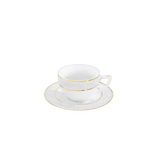 Filiżanka 90 ml i spodek do espresso zestaw porcelanowy ze złotym rantem - Filiżanki - miniaturka - grafika 1