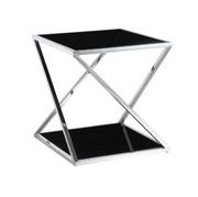 Ławy i stoliki kawowe - STOLIK POMOCNICZY IMPERIAL szklano metalowy w stylu modern classic - CZARNE SZKŁO - miniaturka - grafika 1