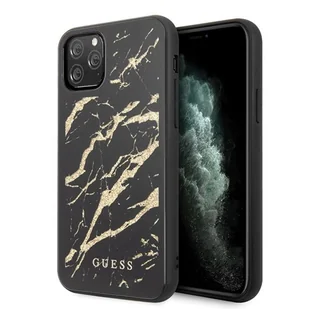 Guess Marble Glass Gold Glitter - Etui iPhone 11 Pro Max czarny - Etui i futerały do telefonów - miniaturka - grafika 1