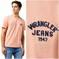 Koszulki męskie - Wrangler SMALL LOGO TEE Shrimp bawełniana koszulka t-shirt haft z logo 3XL - miniaturka - grafika 1