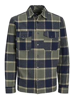 Koszule męskie - JACK & JONES Męska koszula Rddari Check L/S Sn, Dusty Olive/Checks:comfort Fit, XXL - grafika 1