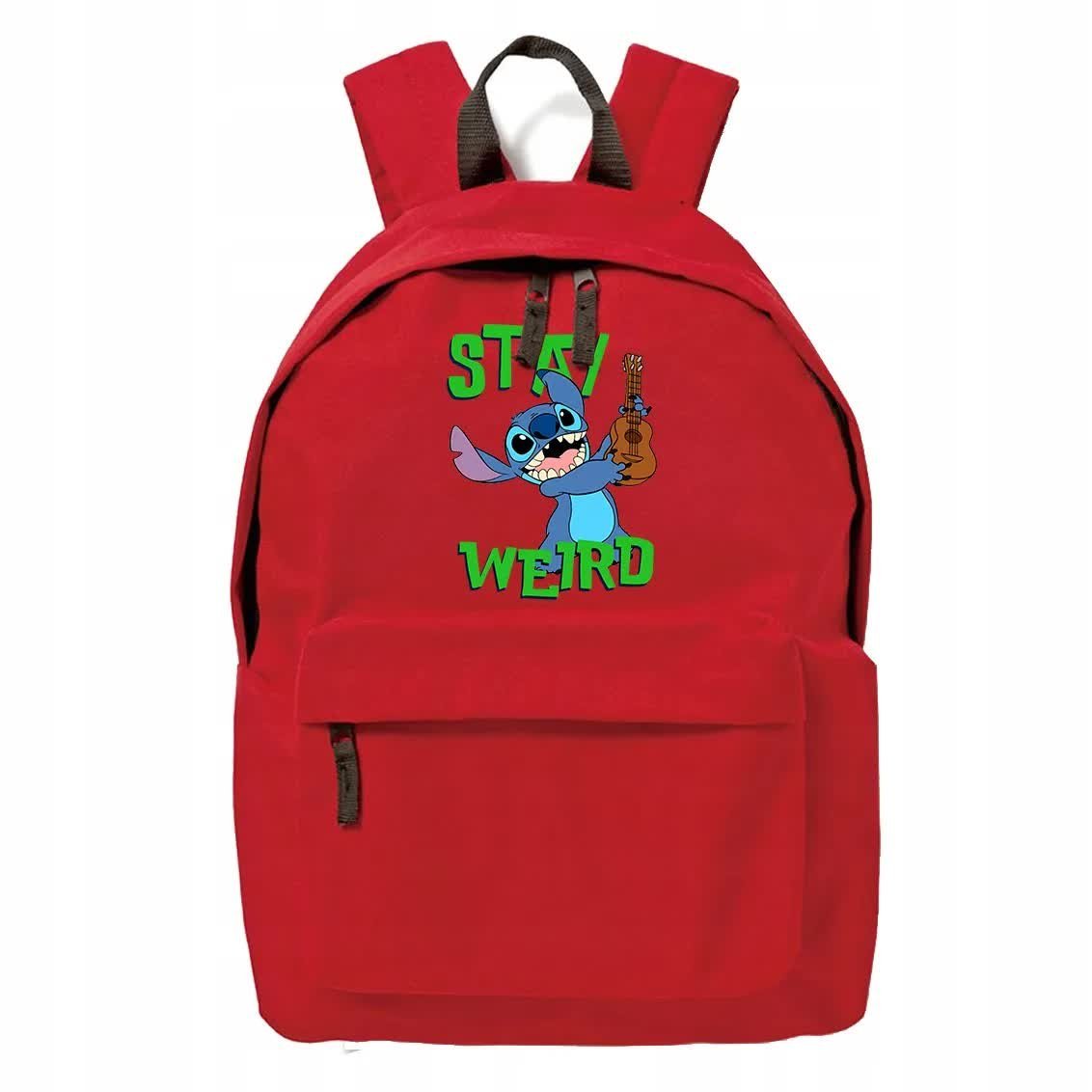 Modny Plecak Szkolny Czerwony LILO Stay Weird Wz