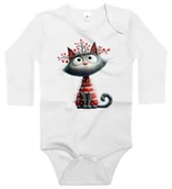 Body dla niemowląt - Body dziecięce Szary Kot Kotek Ubrany W Lampki Choinkowe Święta 74/80 - miniaturka - grafika 1