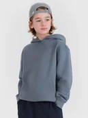 Bluzy dla chłopców - 4F Bluza dresowa nierozpinana z kapturem chłopięca - turkusowa 122 (6-7 lat) - miniaturka - grafika 1