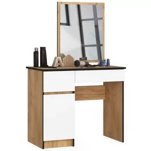 TOALETKA KOSMETYCZNA Z LUSTREM P-2/SL 500x600 LEWA DĄB CRAFT / BIAŁA - Toaletki - miniaturka - grafika 1