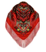 Apaszki i szaliki damskie - Piękna duża ludowa chusta FOLK frędzle - miniaturka - grafika 1