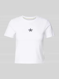 T-shirt z wyhaftowanym logo - Koszulki i topy damskie - miniaturka - grafika 1