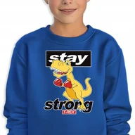 Bluzy dla dziewczynek - Bluza Dziecięca Granatowy T-Rex Stay Strong Wiele Wzorów -164 Cm (14-15) - miniaturka - grafika 1