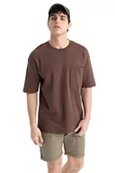 Koszulki męskie - DeFacto T-shirt męski, brązowy, M - miniaturka - grafika 1