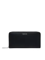 Portfele - Calvin Klein Duży Portfel Damski Ck Must Large Zip Around Wallet K60K606698 Czarny - miniaturka - grafika 1