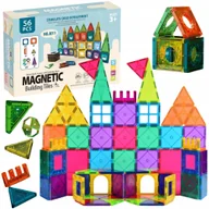 Układanki dla dzieci - KLOCKI MAGNETYCZNE KONSTRUKCYJNE EDUKACYJNE DUŻE PANELE UKŁADANKA 3D 56 EL - miniaturka - grafika 1